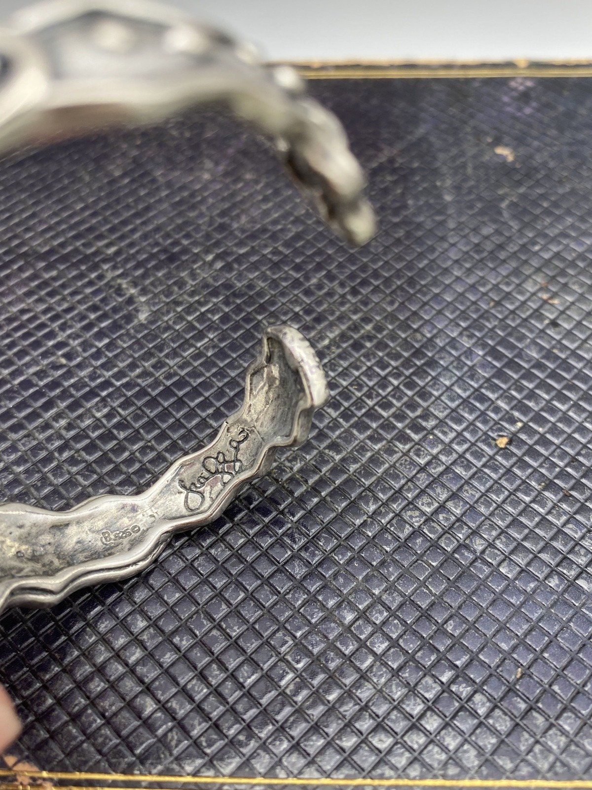 Signed Sterling Silver Native American Horse Motif Cuff Bracelet #2473 5