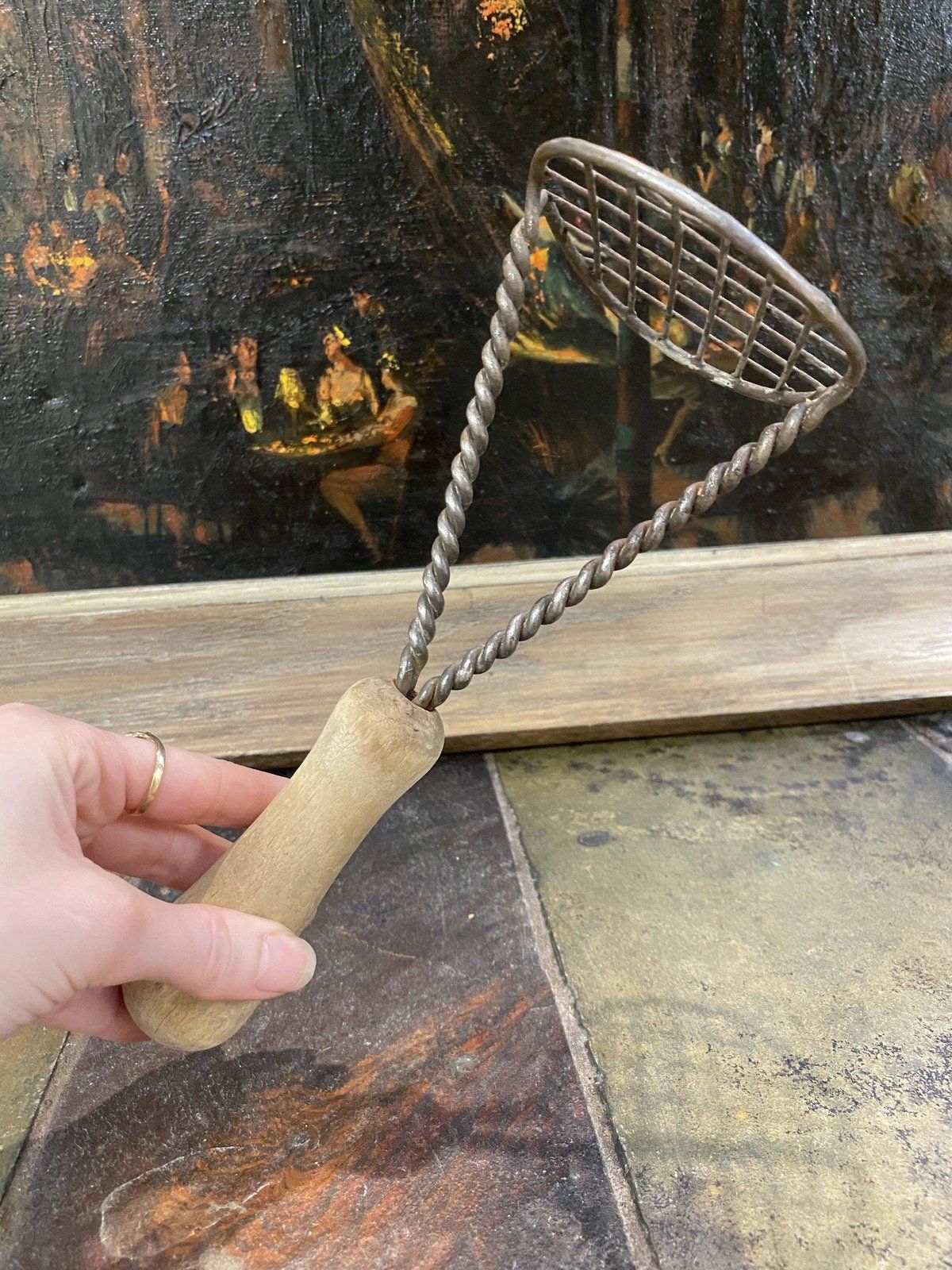 Vintage Wooden Handled Barley Twisted 'tater Masher 4