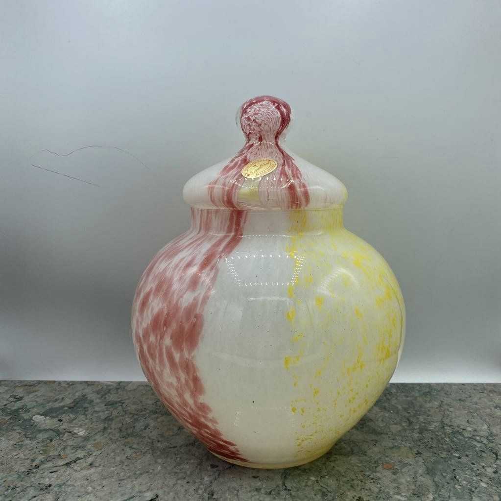 Murano Italy Glass Melon Jar Canister #343