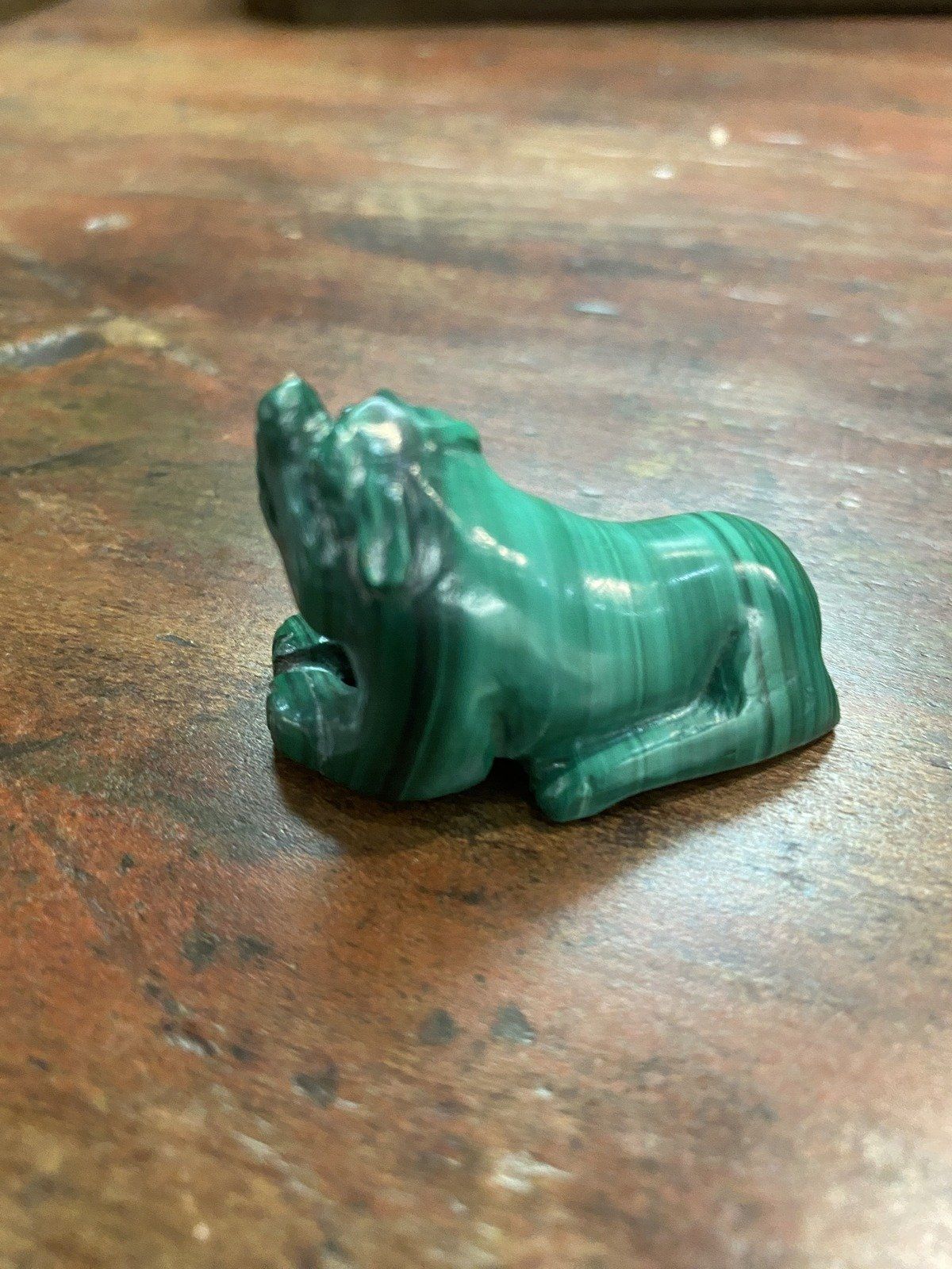 Genuine Natural Malachite Carved Bear Figurine 2