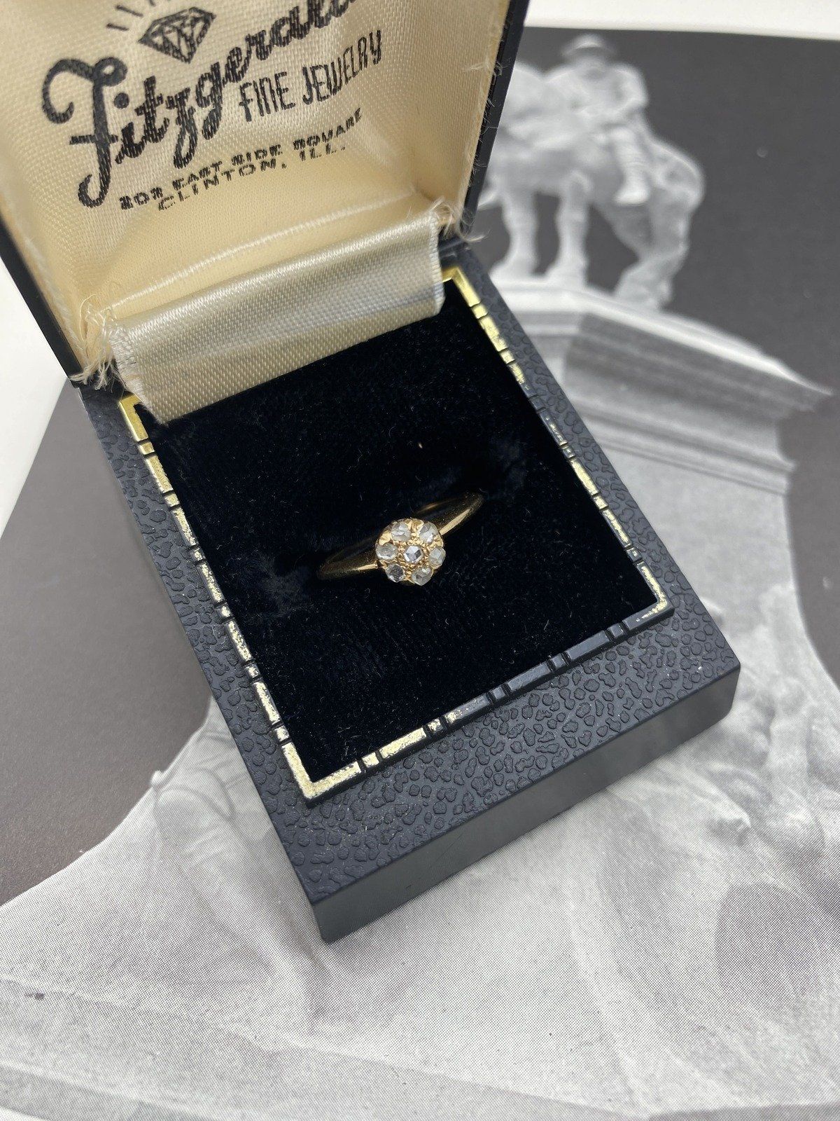 *RARE* Antique Victorian14k Gold Rose Cut Diamond Flower Cluster Ring #2218 5
