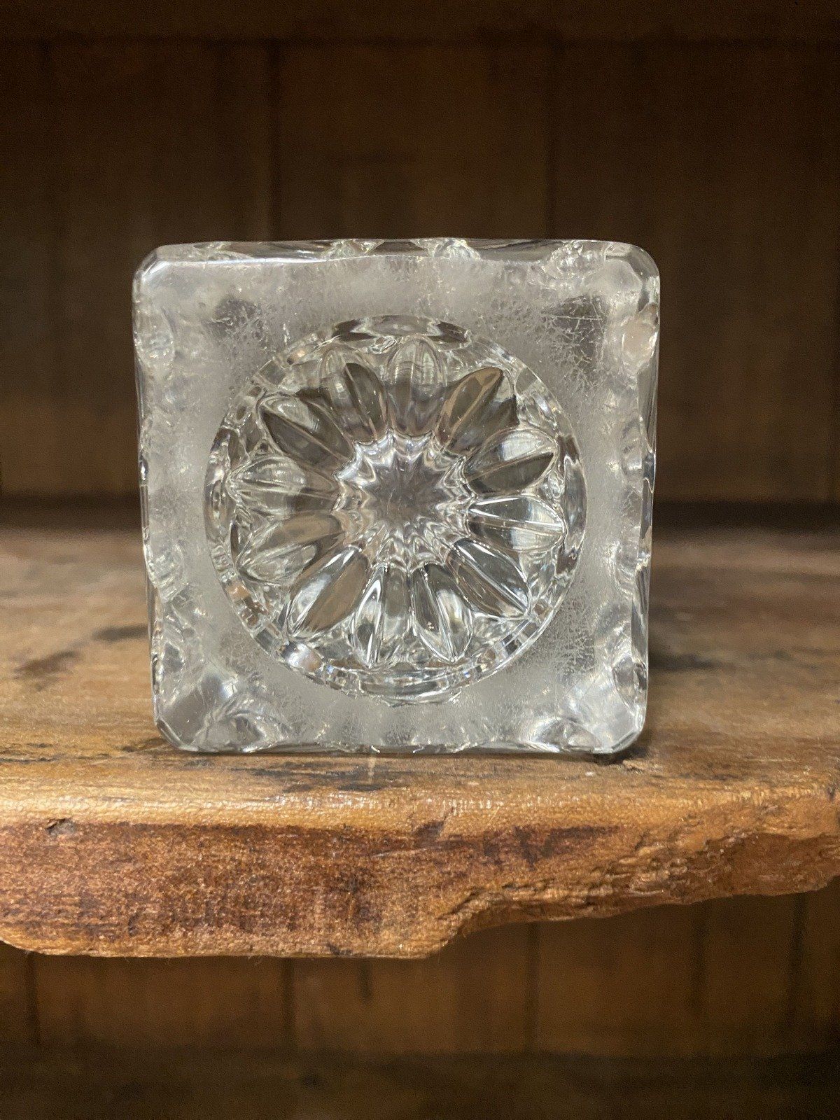 Nice Clear HEAVY Antique Molded Glass Inkwell 11