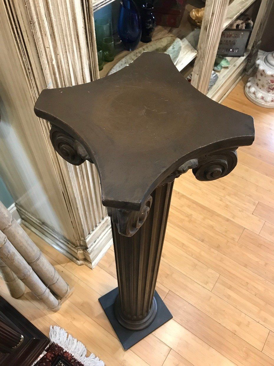 42H Brown Painted Column Pedestal Planter 3
