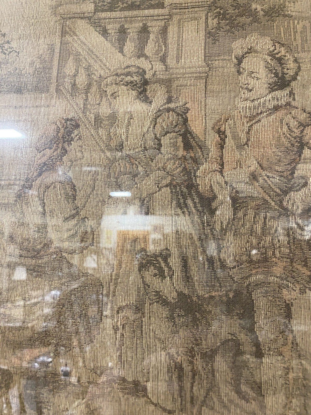 Large Square Framed Antique Figural Tapestry 2