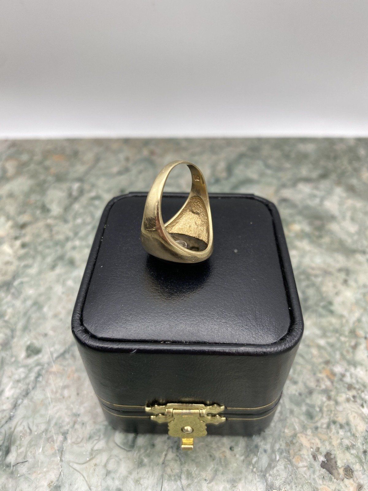 Men's Vintage 14k Gold Onyx + Diamond Parlor Ring 5