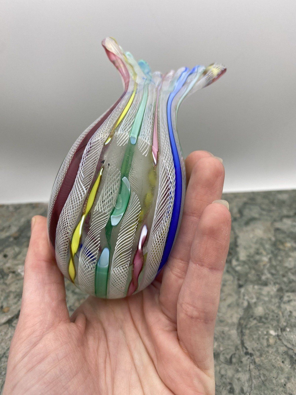 Colorful Glass Blown Candy Stripe Bird Paperweight (1x Missing Tail Feather) 8