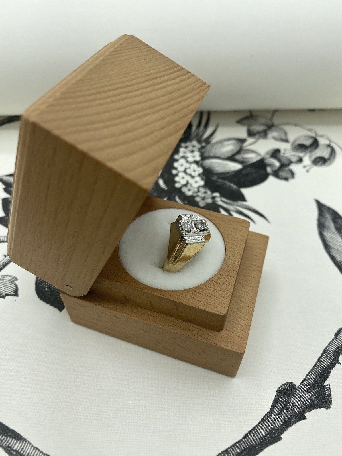 Men's Antique c.1920s/30s Art Deco 14k Gold .30ctw Diamond Geo Ring 2