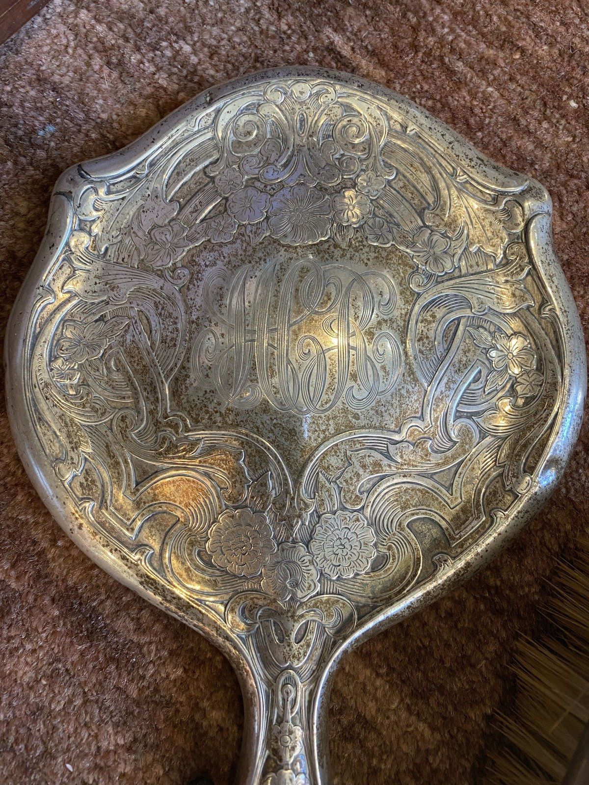 Antique Art Nouveau Sterling Silver 3pc Vanity Set 348 3