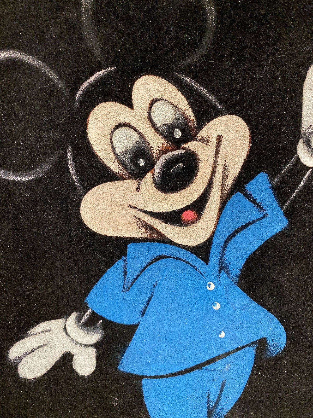 Vintage c.1970s Folk Art Disney Mickey Mouse Painting on Fabric 2