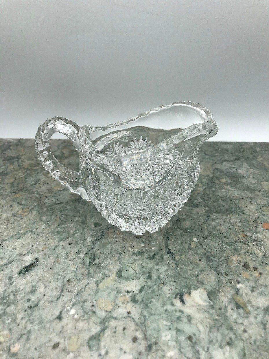 Intricately Cut German Crystal Hobstar Creamer