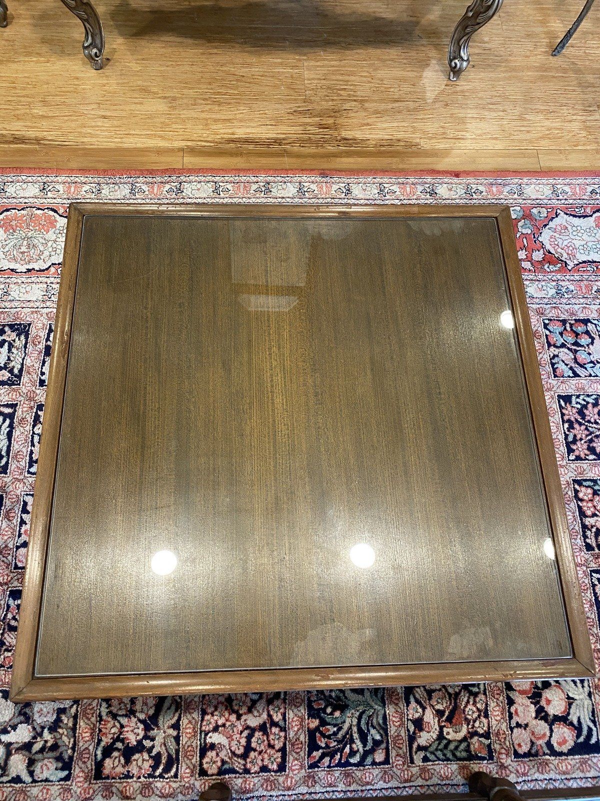 Tapered Drexel Square + Glass Top MCM Wood Side/Coffee Table 3