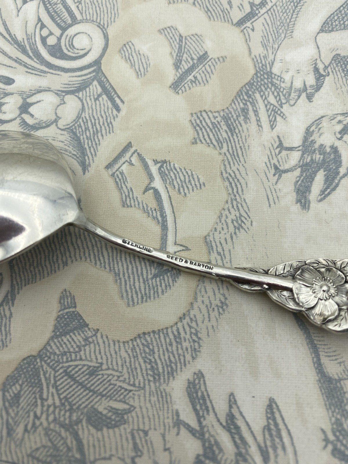 Reed & Barton Sterling Silver Floral Figural Jelly Spoon 5