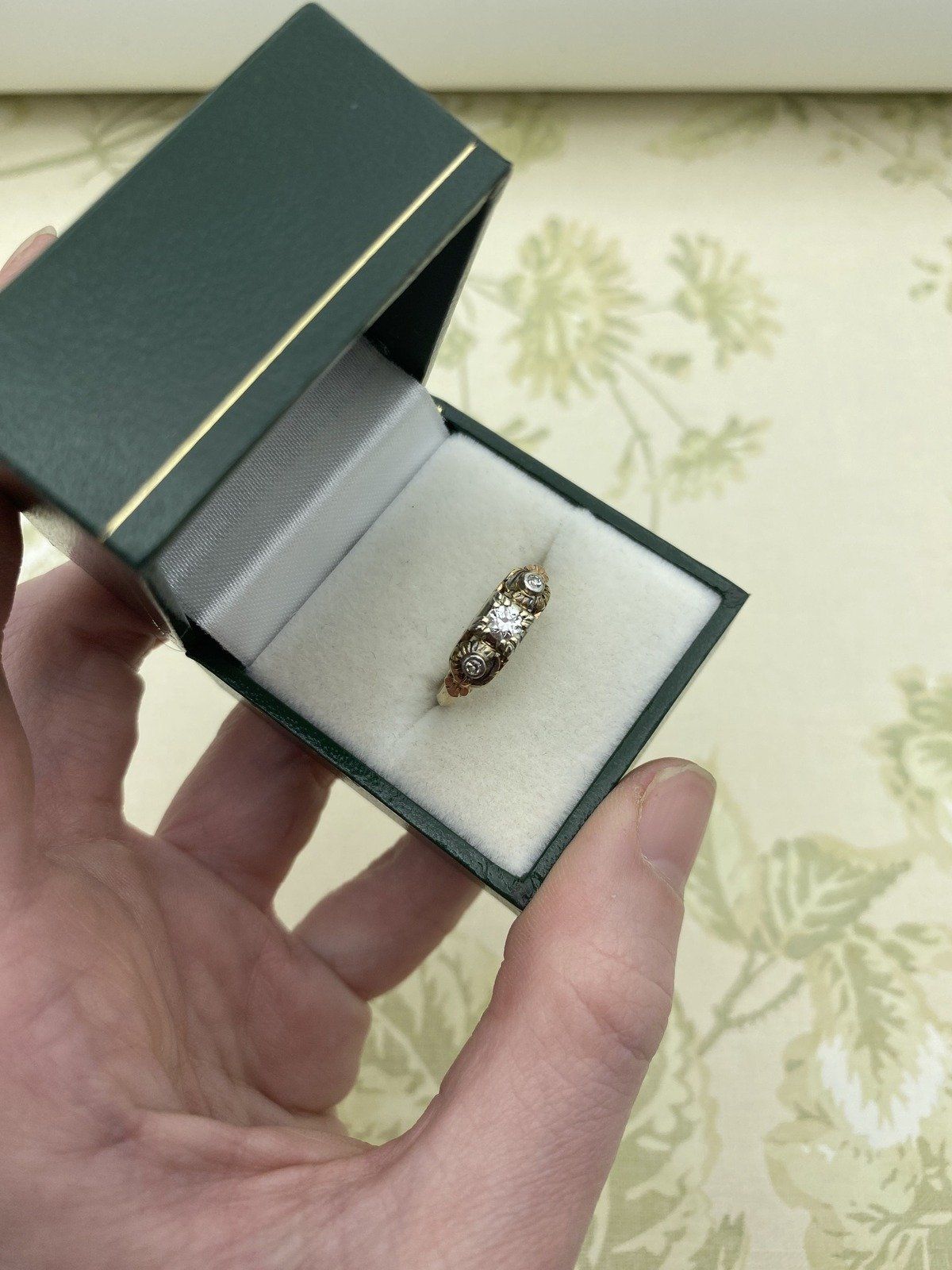 Antique Victorian Ornamental Old Euro Diamond Ring w Bezel Diamond Shoulders #2218 2