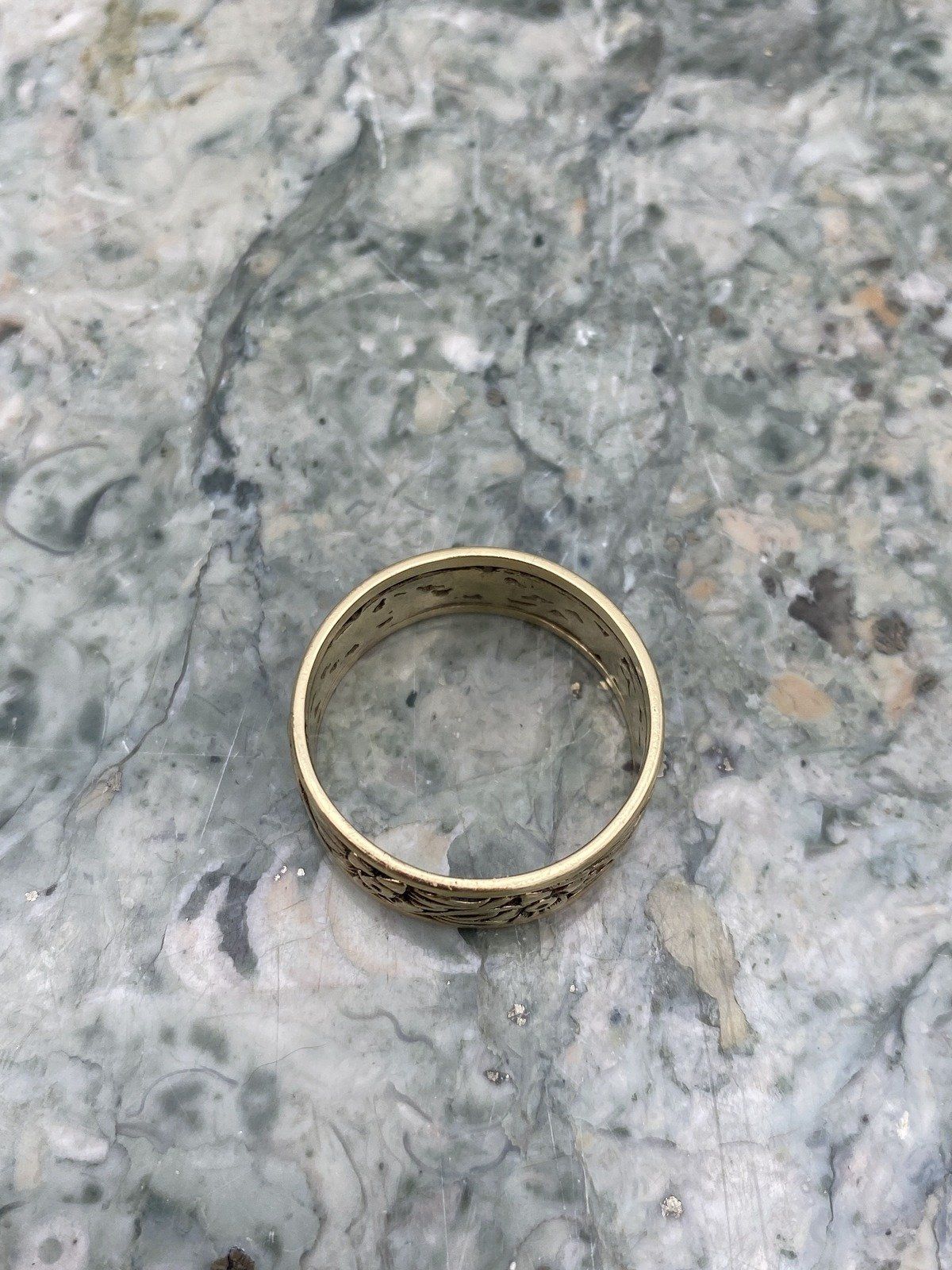 Men's Antique Reticulated Hand Carved 10k Gold Daffodil Motif Ring Band #2774 5