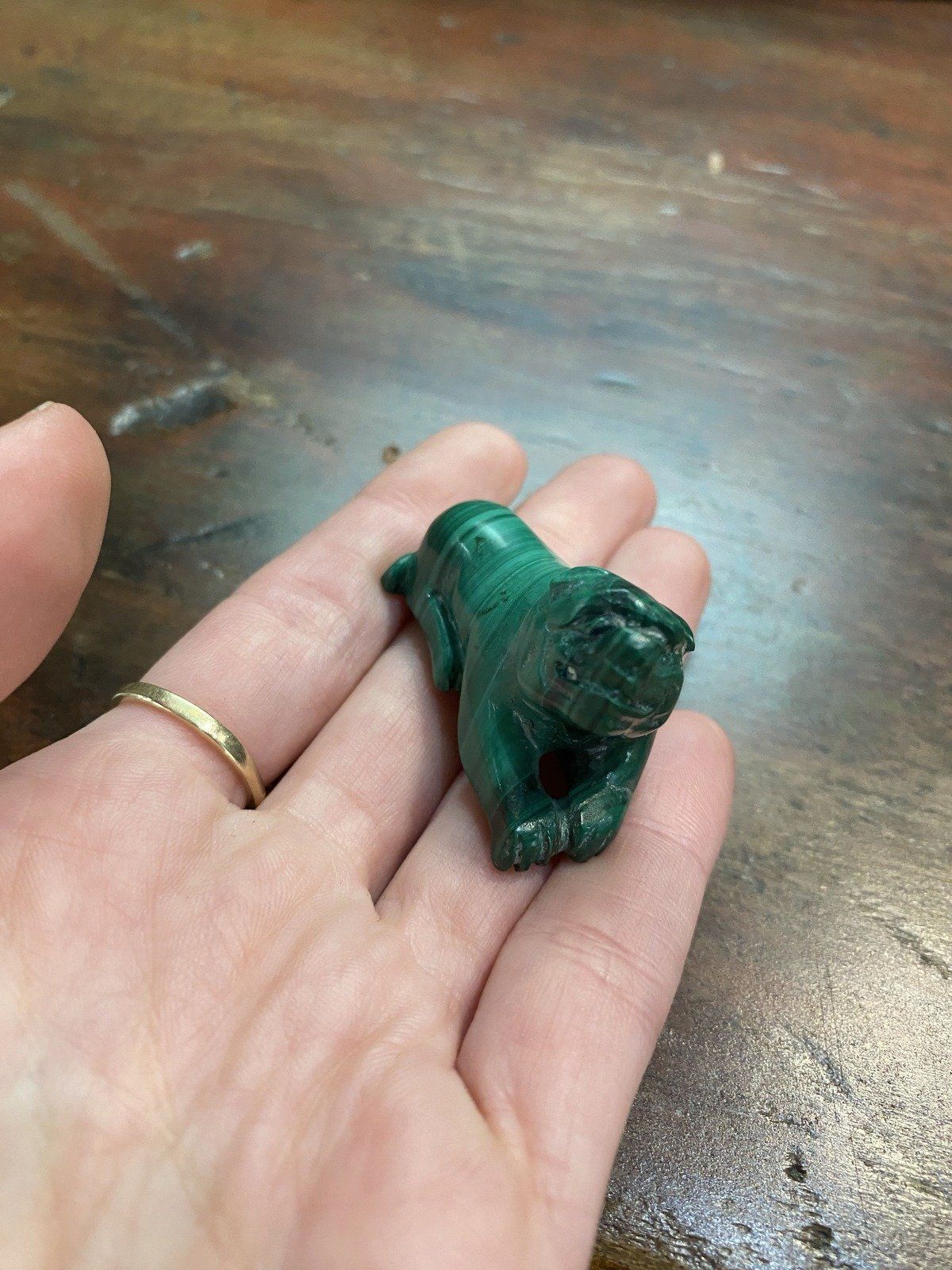 Genuine Natural Malachite Carved Bear Figurine 3