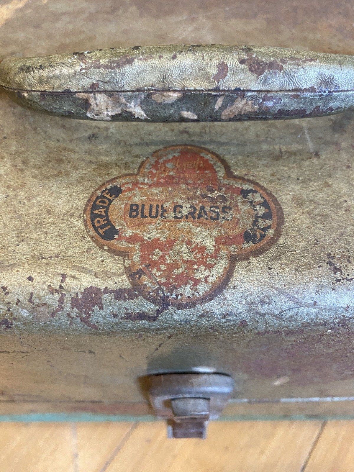 Vintage Belknap Blue Grass Metal Fishing/Tool Tackle Box + Misc. Fishing Accessories + Tins 6