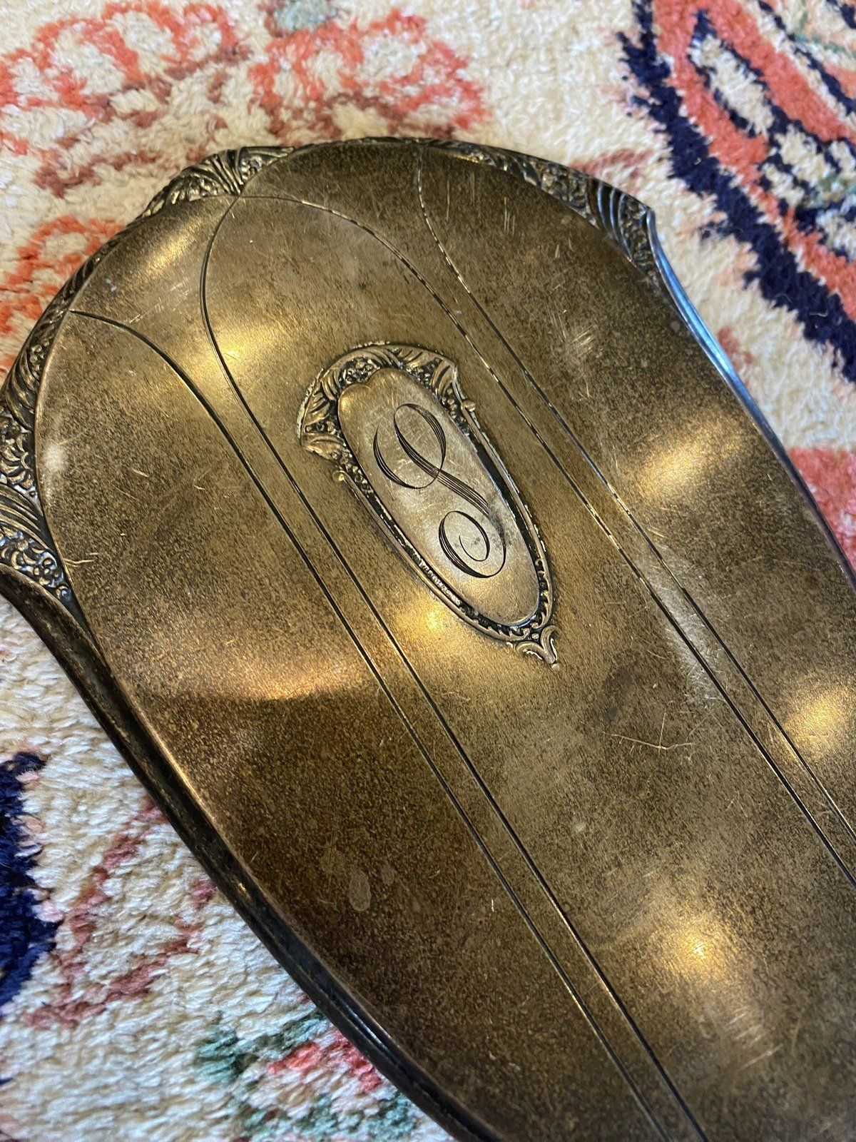 Antique Art Deco Sterling Silver Vanity Hand Mirror 5