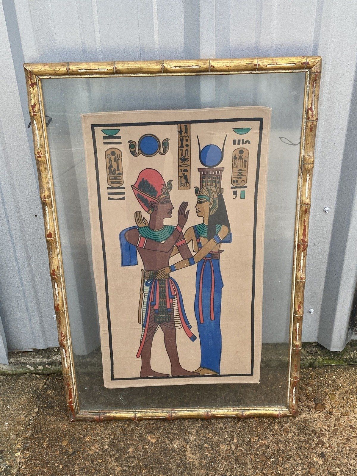 Linen Egyptian Framed Isis Painting
