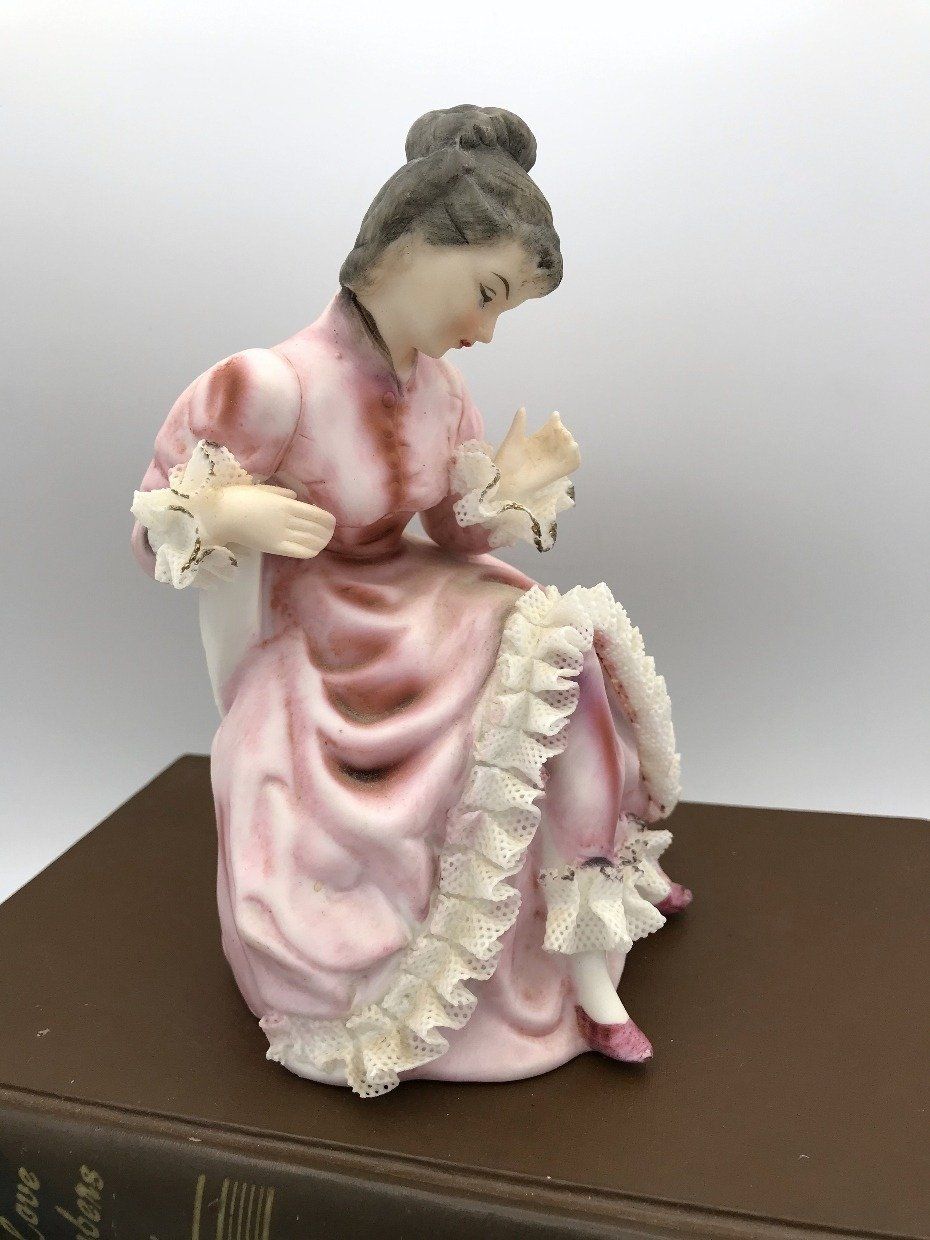 Underwriters Laboratories Dresden Style Sitting Lady Figurine 2