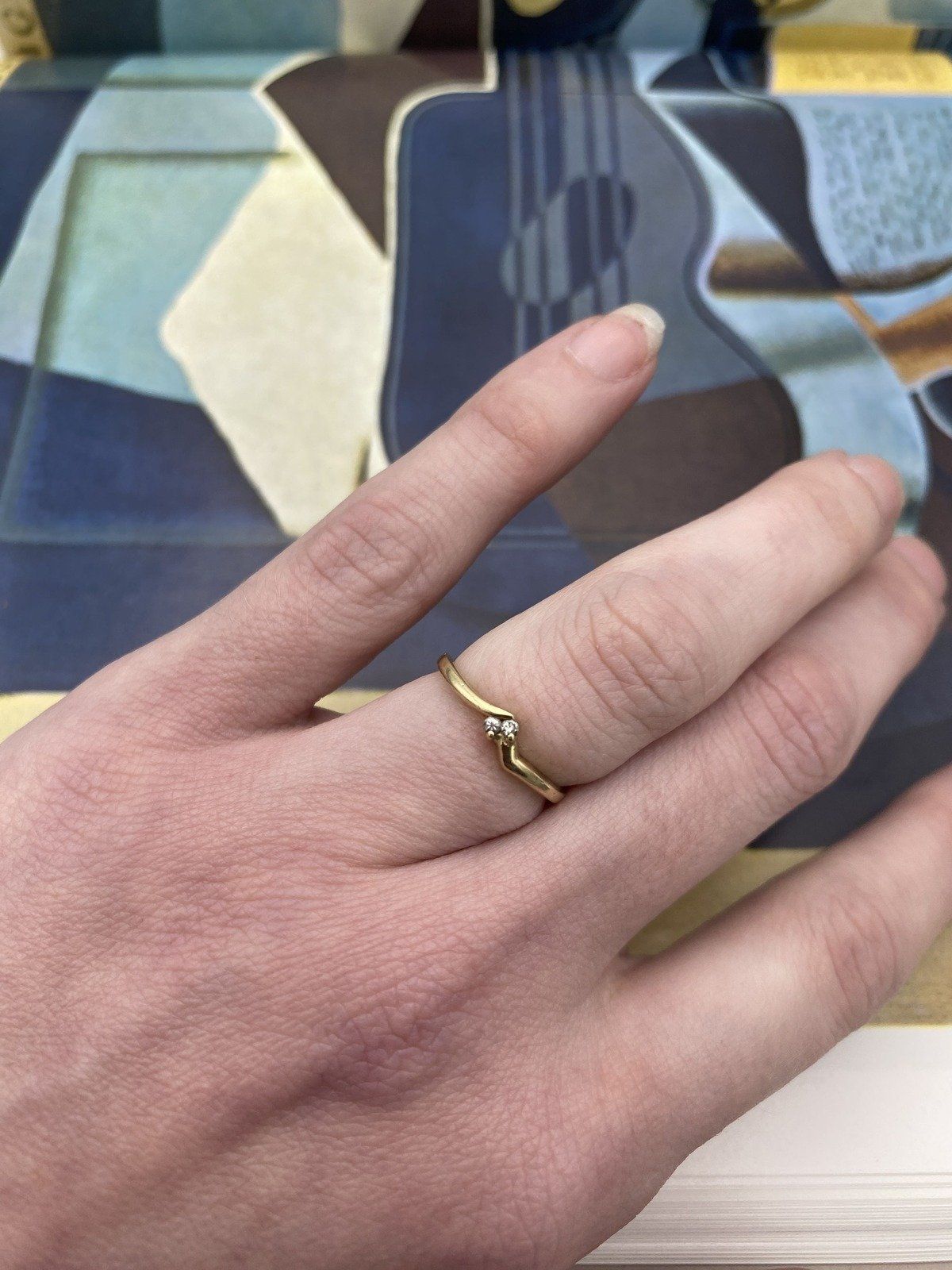 Shapely 14k Gold Dual Dainty Diamond Ring Stack Band 2