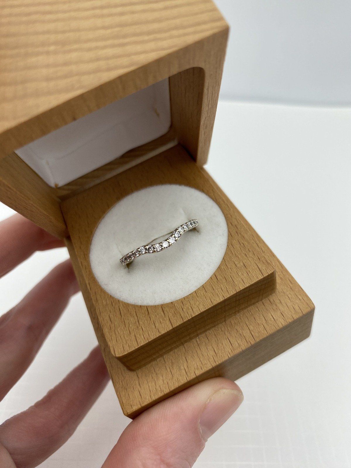 14k White Gold Pave Diamond Ring Guard w Rounded Dip 3