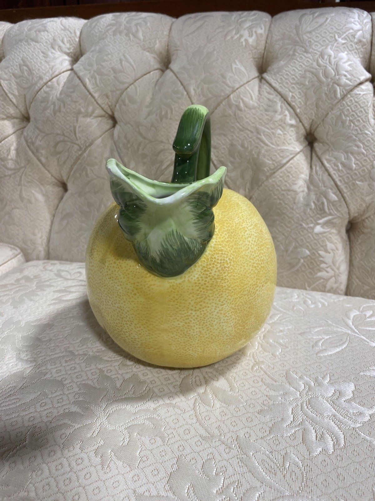 Vintage c.1983 The Haldon Group Majolica Style Meyer Lemon Drink Pitcher 5