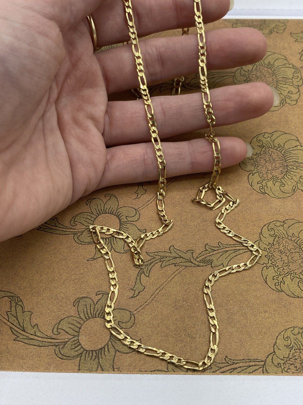 Men's 14k Gold 22L Figaro Chain Link Necklace 3