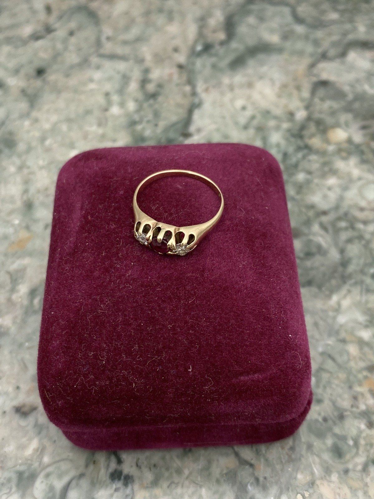Very Old + Very Small Antique 18k Gold Ruby + Diamond Pinky Promise Ring 5