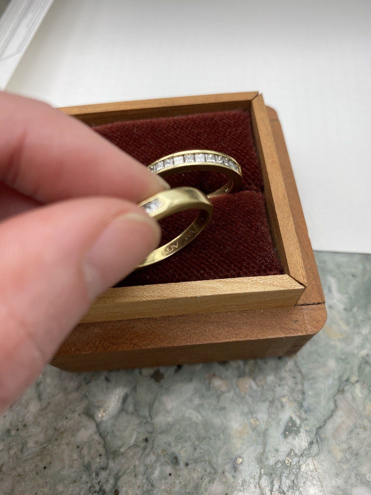 Matching Pair of 1ctw Princess Cut Channel Set Diamond Ring Bands 2