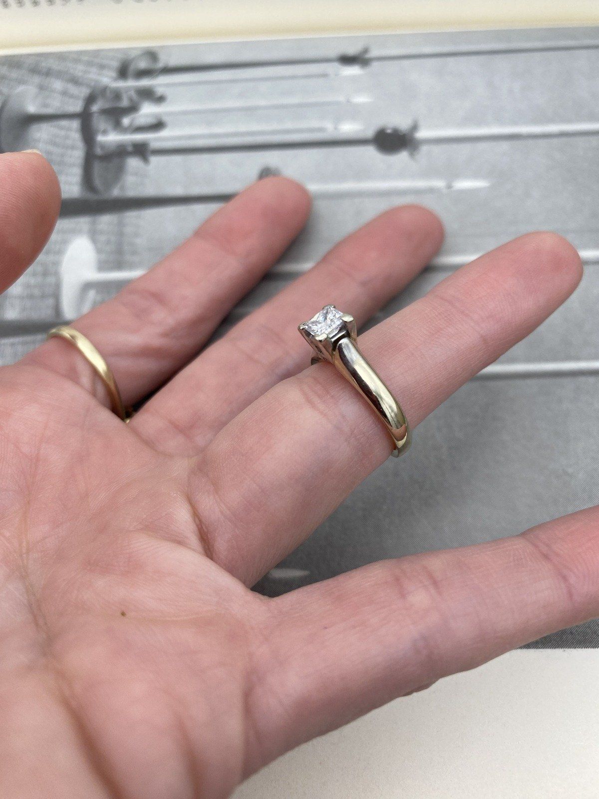 Simplistic 18k Princess Cut .59ct Square Diamond Engagement Ring w Sleek Shoulders + Rounded Shank Base for Band 6