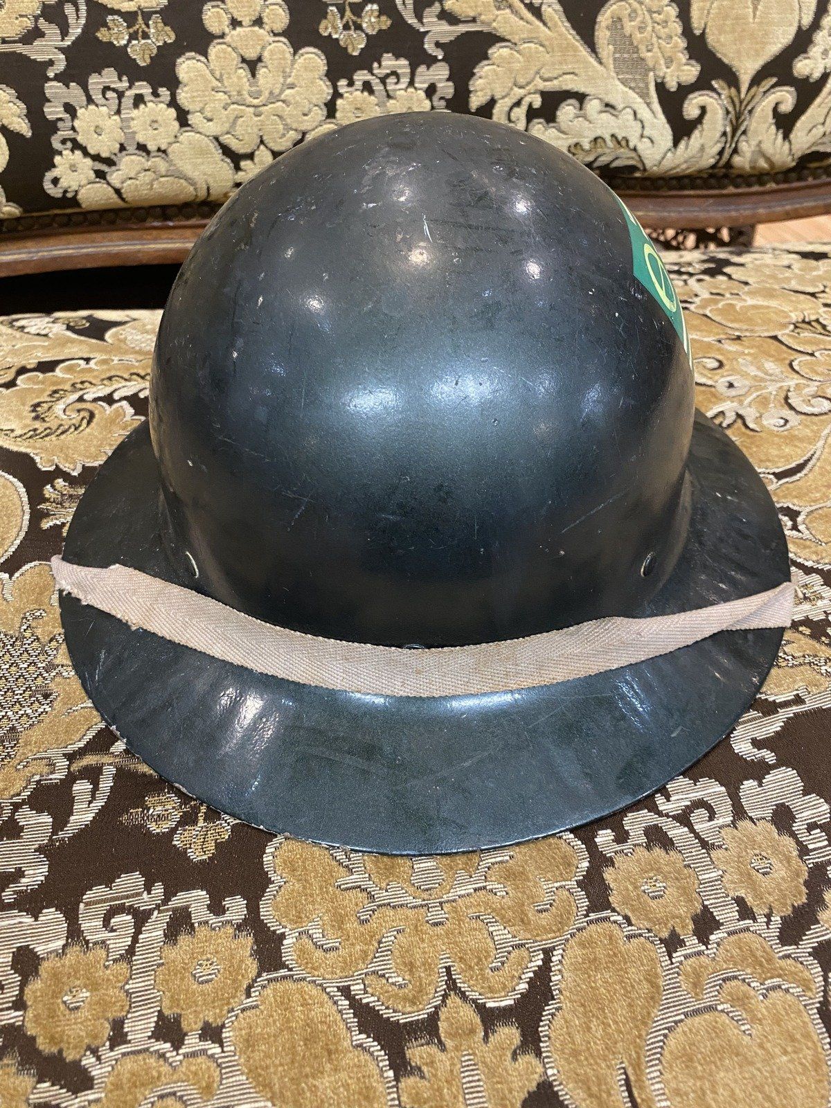Vintage 1950s/60s Metal Foresters/Civilian Worker Hard Hat w 70s/80s Additional Folk Art Flag 4