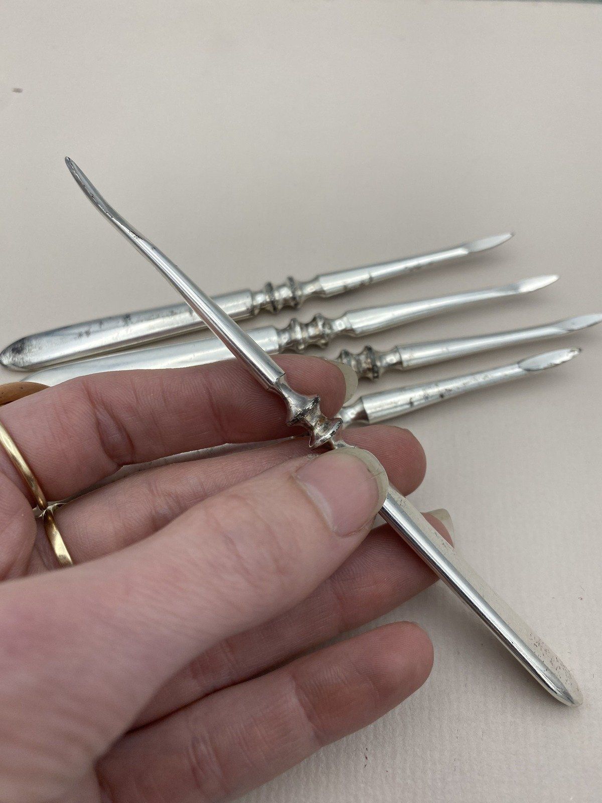 Minimalistic Set of 5x Silver Plated Olive Pit/Nut Pits 5