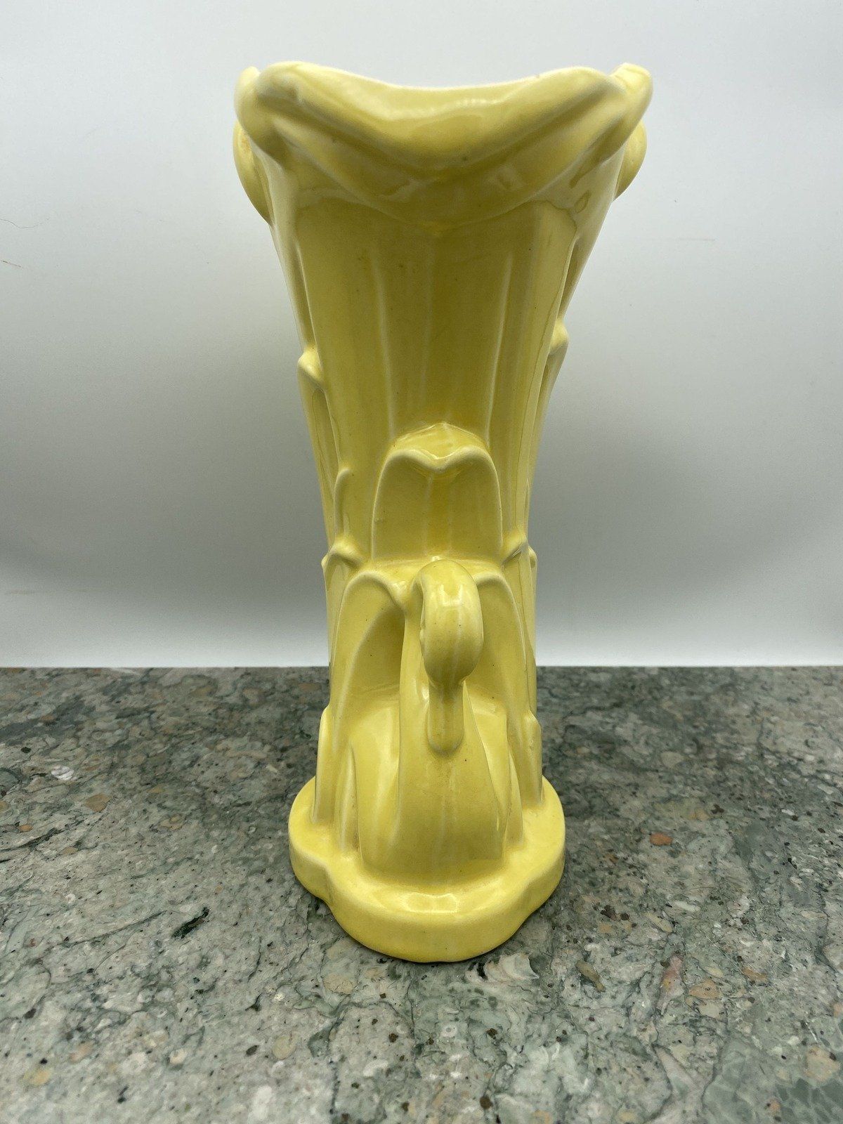 Vintage MCM 9 Yellow McCoy Pottery Swan Cornucopia Pottery Vase 3