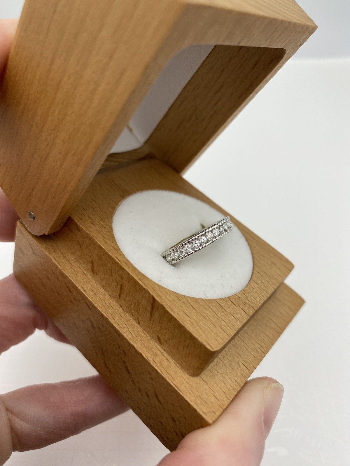 14k White Gold Open Channel Set 1.2ctw Diamond Ring Band w Grommet Milgrain Edge Detail 6