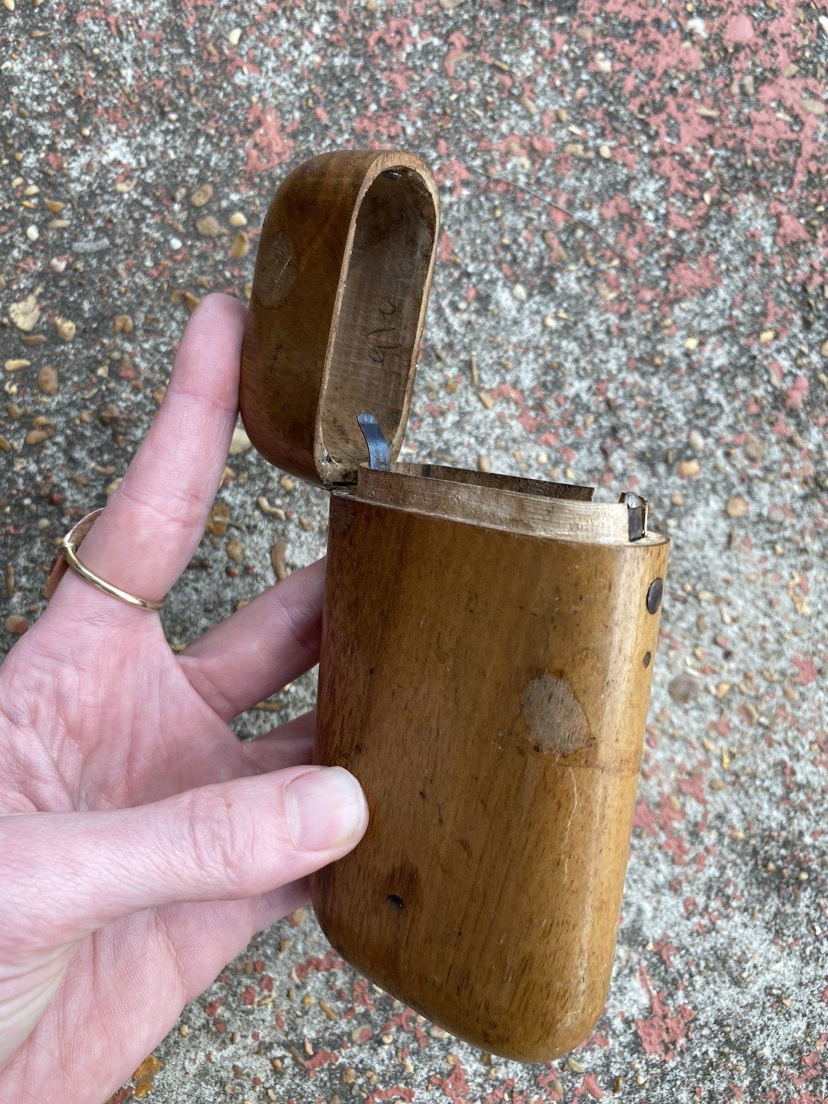 Antique Hand Made Wooden Stash/Cig Case w Locking Snap Button 6