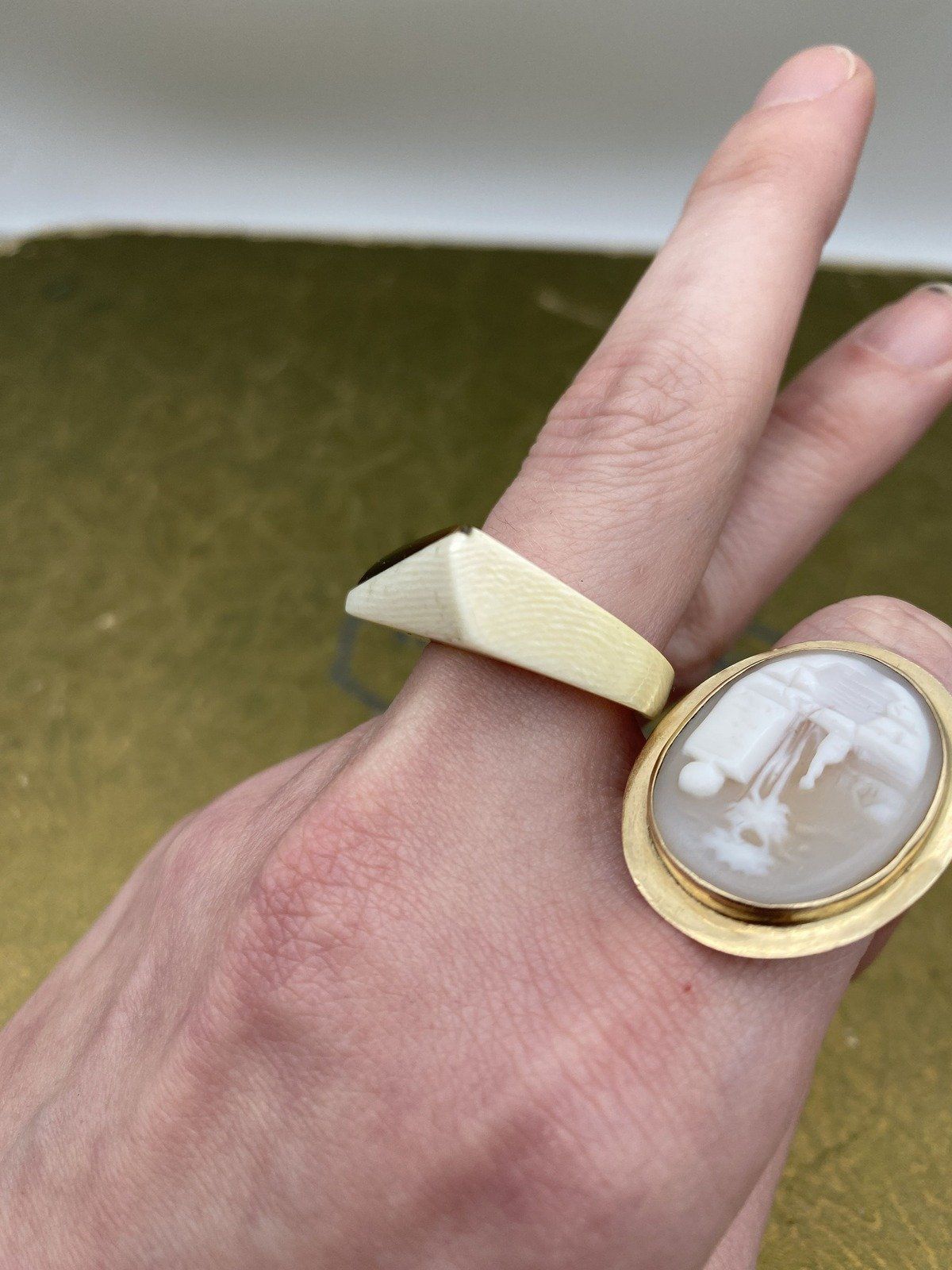 Organic Minimalistic Bone + Horn Carved Ring 2