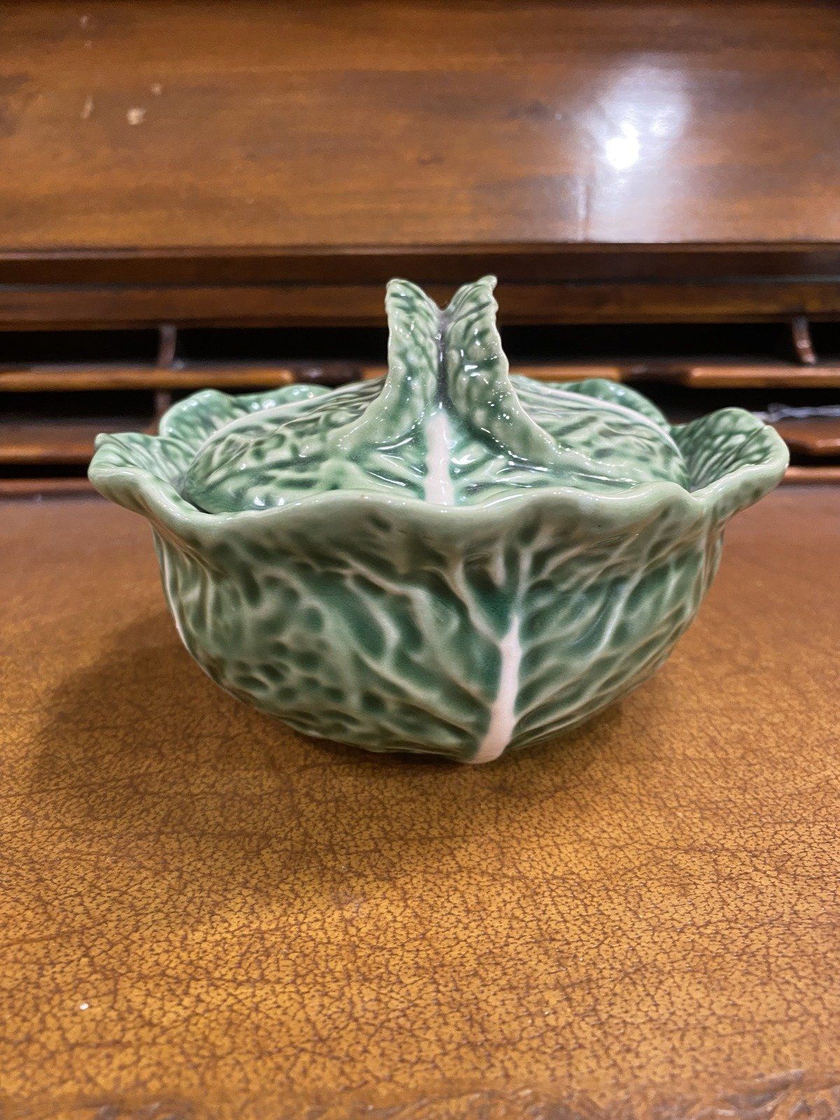 Bordallo Pinheiro Portugal Majolica Mini Lidded Cabbage Serving Bowl 6 5