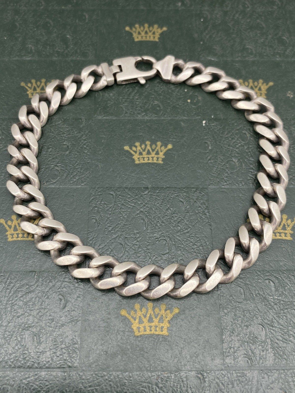 Men's Vintage Sterling Silver 9mm Curb Link 9.25L Bracelet #2366 3