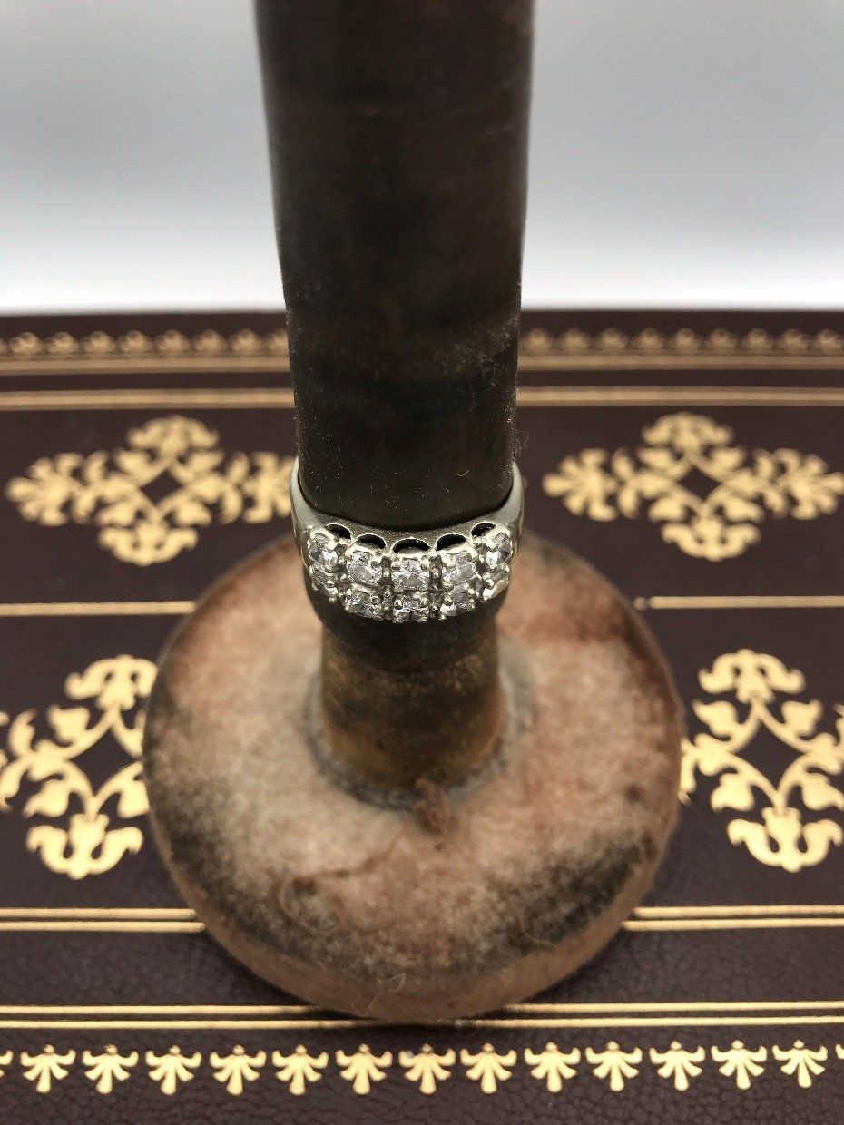Antique 14k White Gold Double Row 1.5ctw Diamond Ring Band 3
