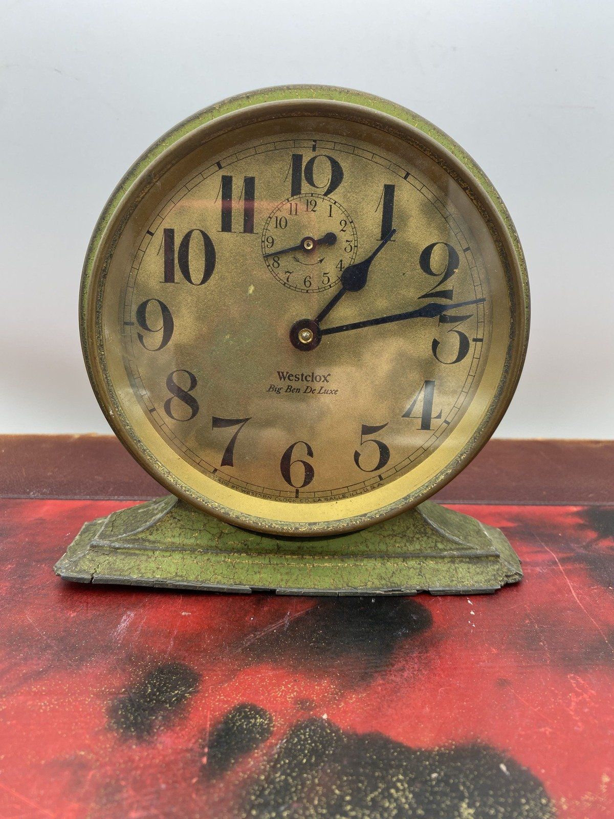 Westclox Big Ben De Luxe Green Windup Alarm + Clock