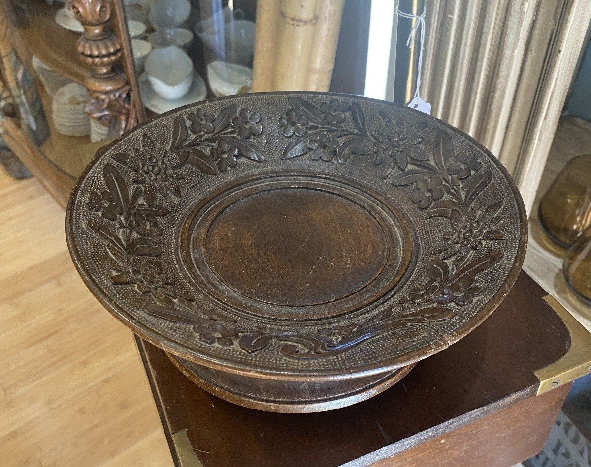 Carved Walnut Bowl Music Box