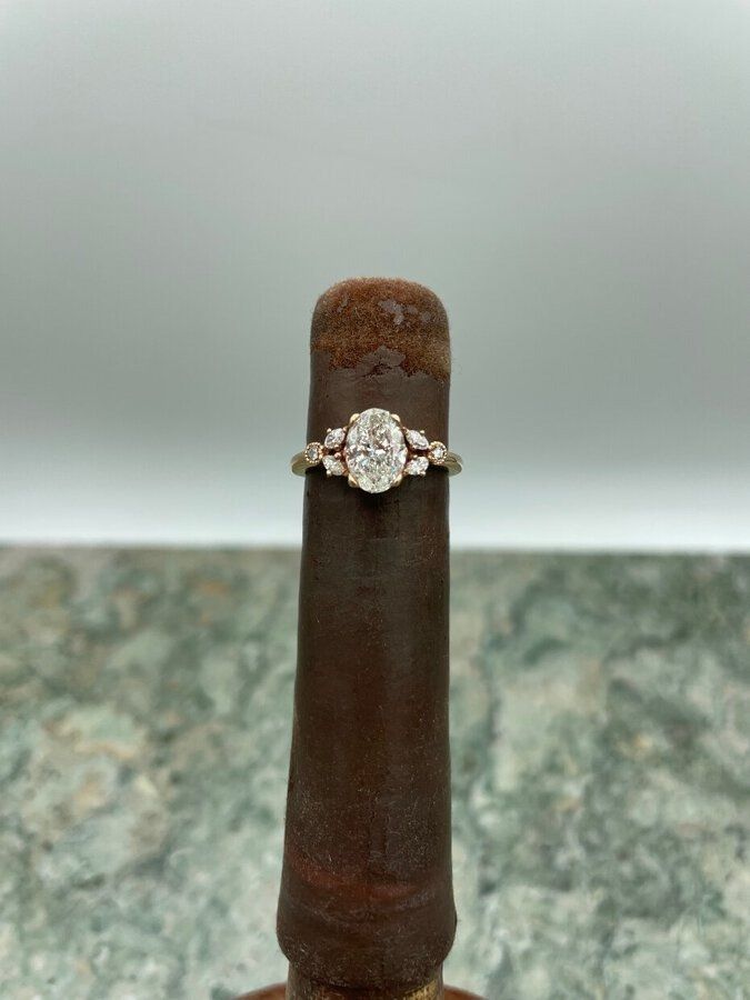 Fine Modern 10k Rose Gold 1.25ct Center Oval Cut Diamond Engagement Ring 5