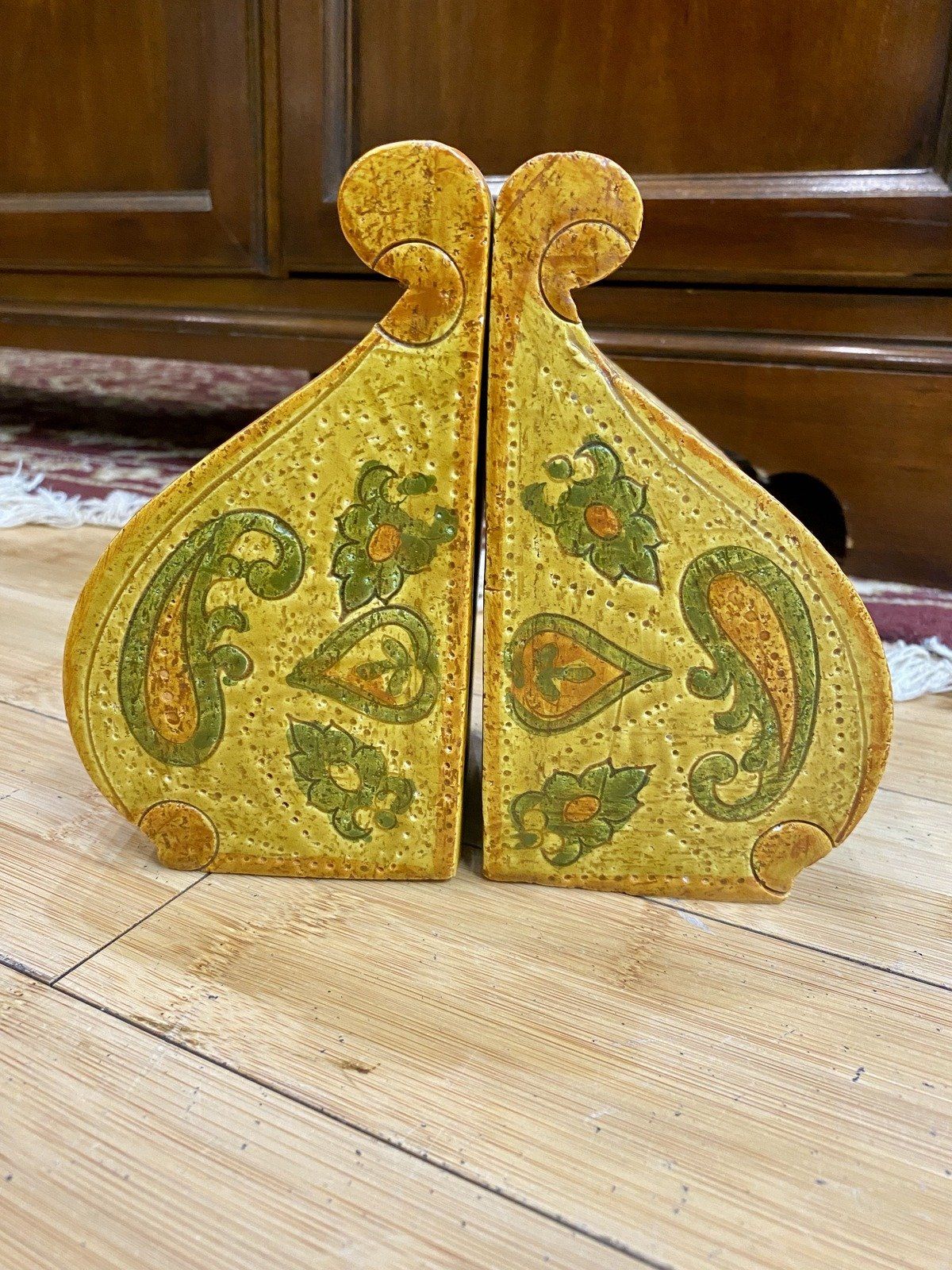 Mid Century Italian Ceramic Paisley Pottery Bookends by Rosenthal Netter 2