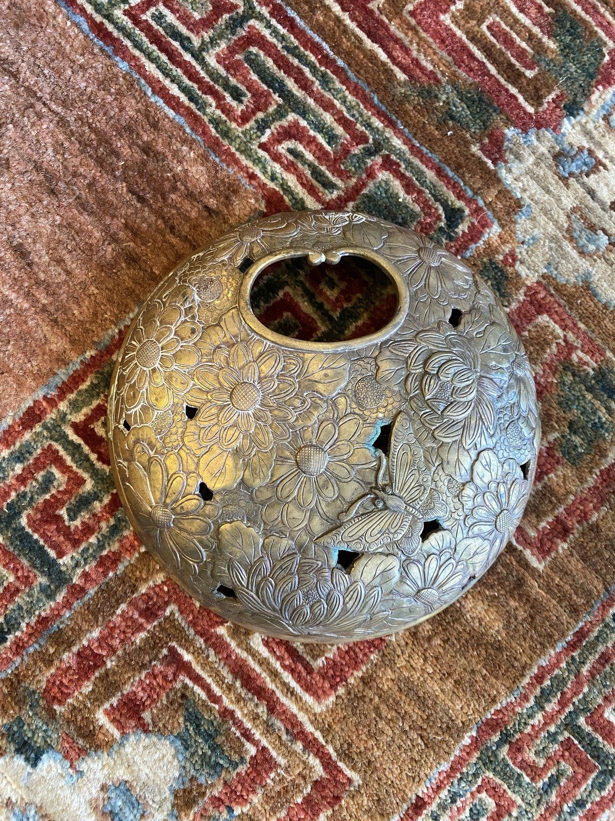 Antique Chinese Brass Butterfly Lid (For Serving/Incense)