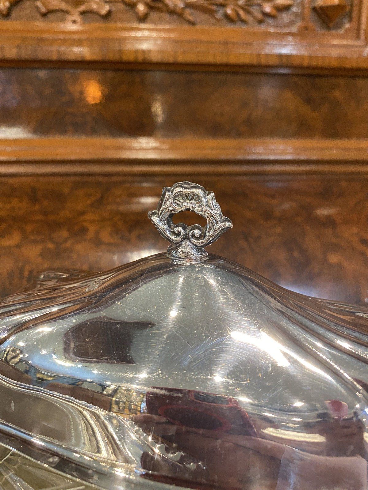 Vintage Ornamental Silver Plated Butter Dish w Glass Insert 5