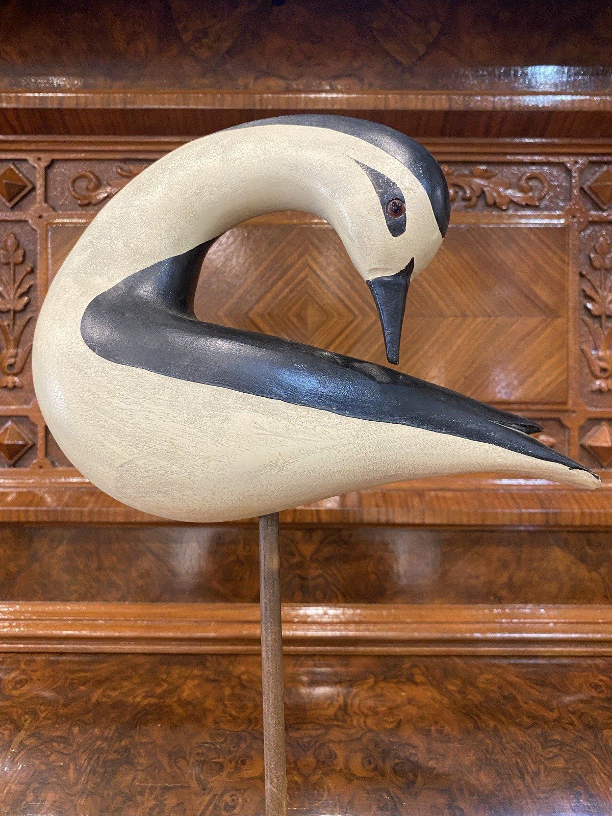 Hand Carved Folk Art Reproduction B+W Shore Bird #1176 2