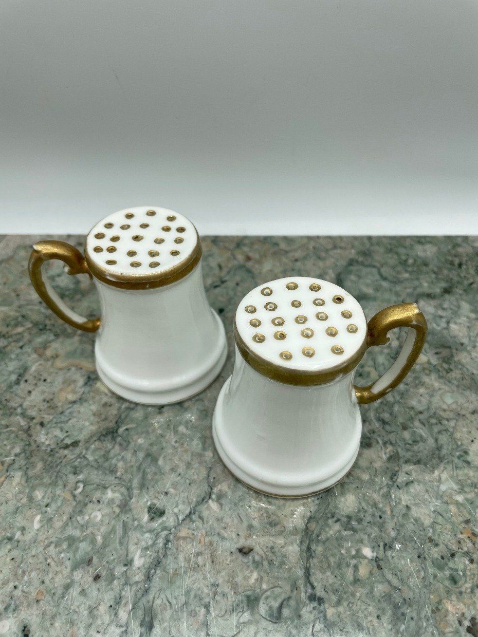 Nippon Bone China + Gilt Rim Salt & Pepper Shakers 2