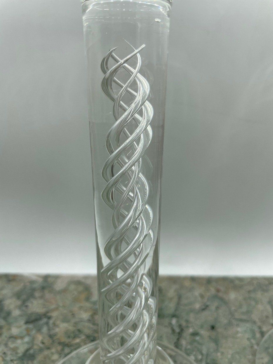 Pair of Kosta Boda Air Twist Candle Sticks 3