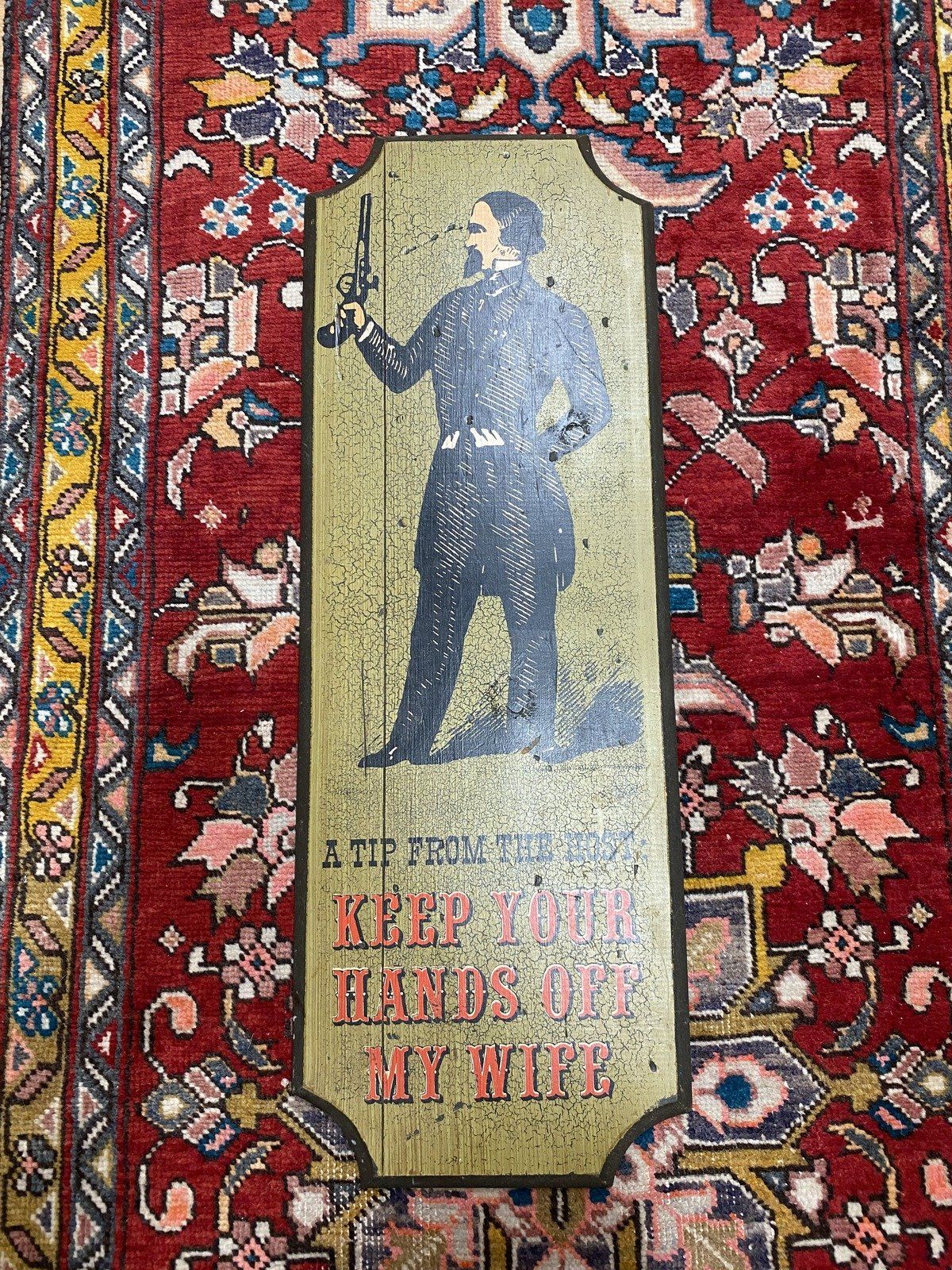 Vintage Wooden George Nathan No.P89 Saloon Host Tip Wife Quote Wall Decor Plaque
