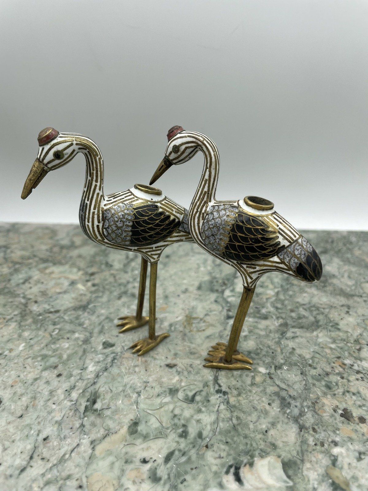 Pair of Miniature Closionne Shore Bird Vases/Vessels? :)